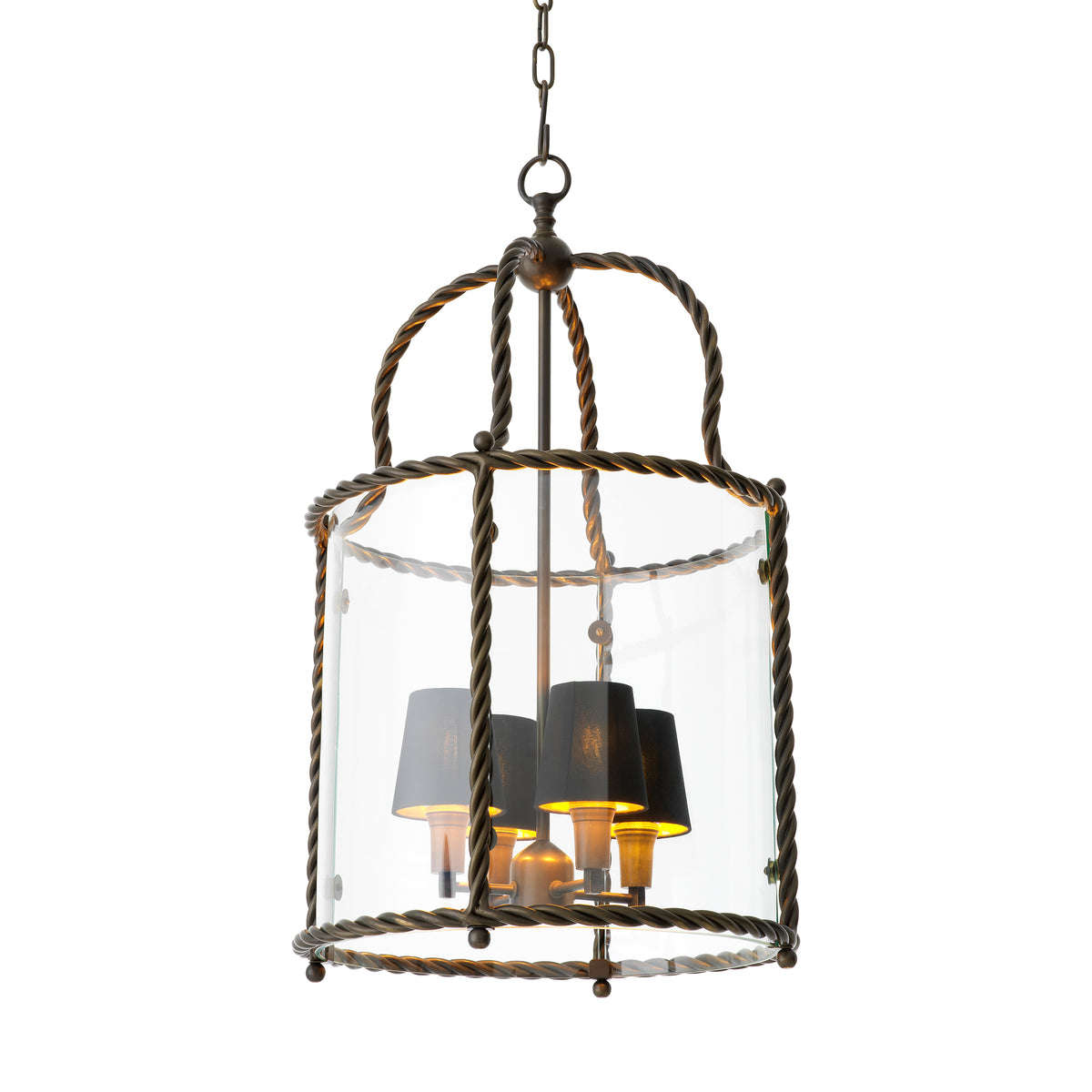 Eichholtz Pendant Preston bronze highlight finish incl black shades Discover the Pendant Preston in bronze highlight finish, a handmade lantern-style pendant where a tw - 3