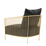 Eichholtz Chair Knox gold finish black velvet Bring vintage style to your lounge, conservatory or indoor patio with the Knox Chair. This fabulous