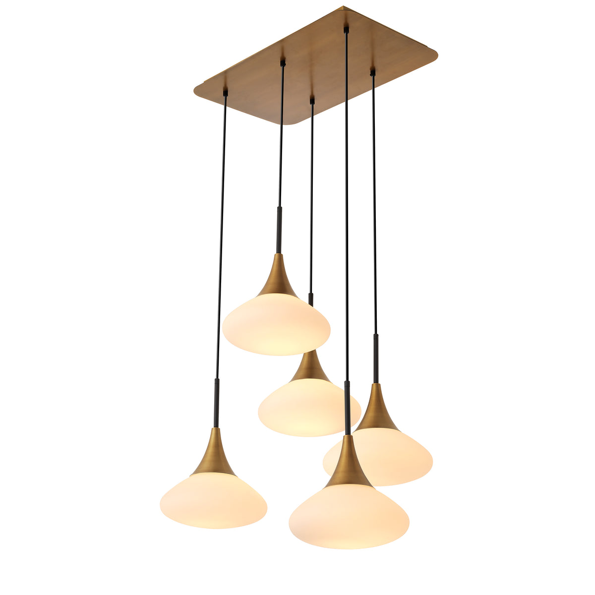 Eichholtz Chandelier Duco L antique brass finish Equally at home in modern and traditional interiors, the 5-light cluster Chandelier Duco brings styl