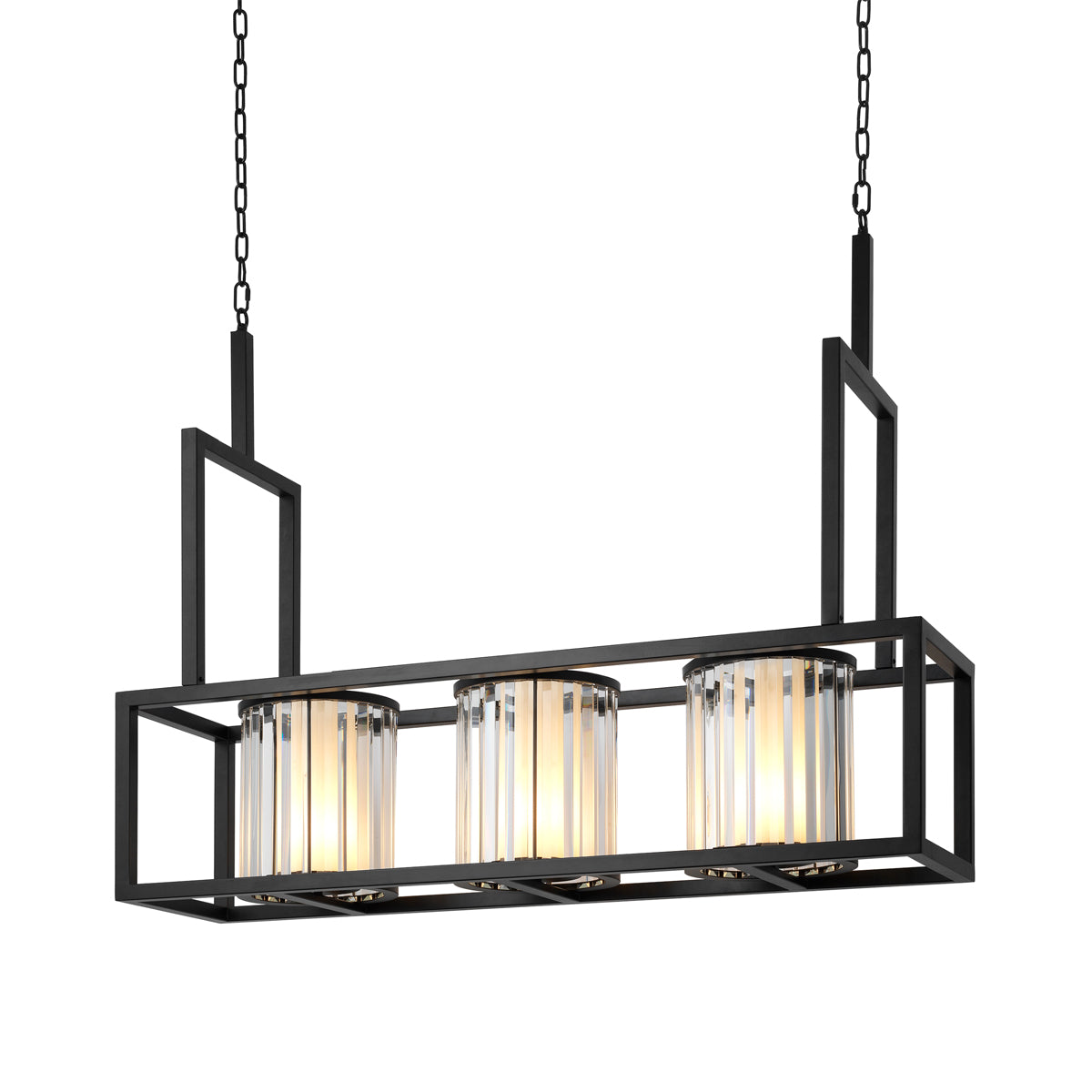 Eichholtz Chandelier Carducci black finish Radiating urban sophistication, the Carducci chandelier with black alabaster look pairs geometric de