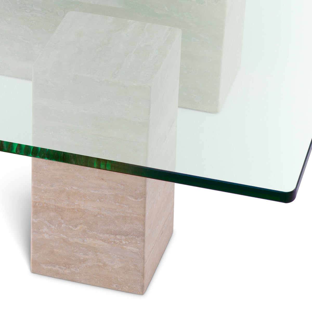 Eichholtz Coffee Table Ikal travertine Balance geometry and organic beauty in your home with the Ikal travertine and glass coffee table. Th