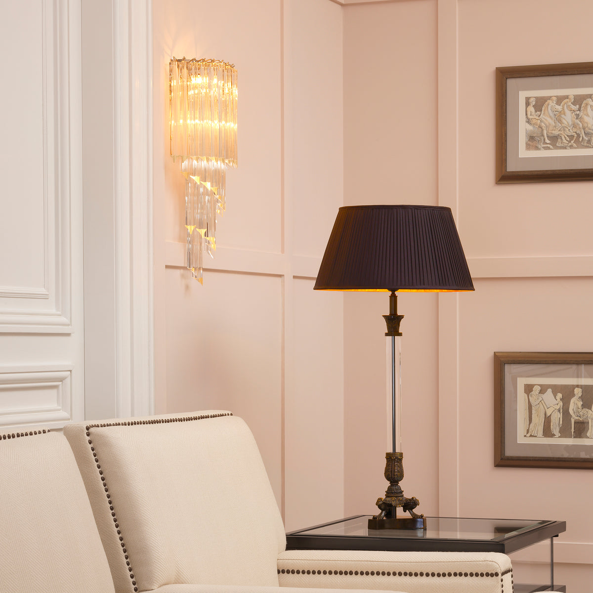 Eichholtz Wall Lamp Marino Inspired by the luxury backdrops of glamorous film noir sets and Hollywood movies of the early 1940s