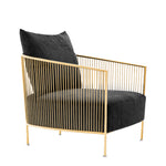 Eichholtz Chair Knox gold finish black velvet Bring vintage style to your lounge, conservatory or indoor patio with the Knox Chair. This fabulous