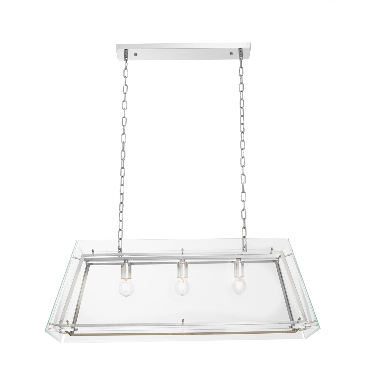 Eichholtz Chandelier Azure L nickel finish bevelled glass Add industrial flair to your home with the 3-light Azure L Chandelier. Stripped to the bare essen