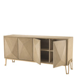 Eichholtz Dresser Highland washed oak veneer The washed oak veneer Highland Cabinet combines a brushed brass finished frame with washed oak venee