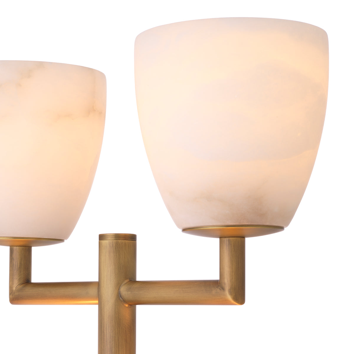 Eichholtz Table Lamp Valerius alabaster antique brass finish Featuring a clean-lined candelabra style frame and round base in an antique brass finish, Tabl