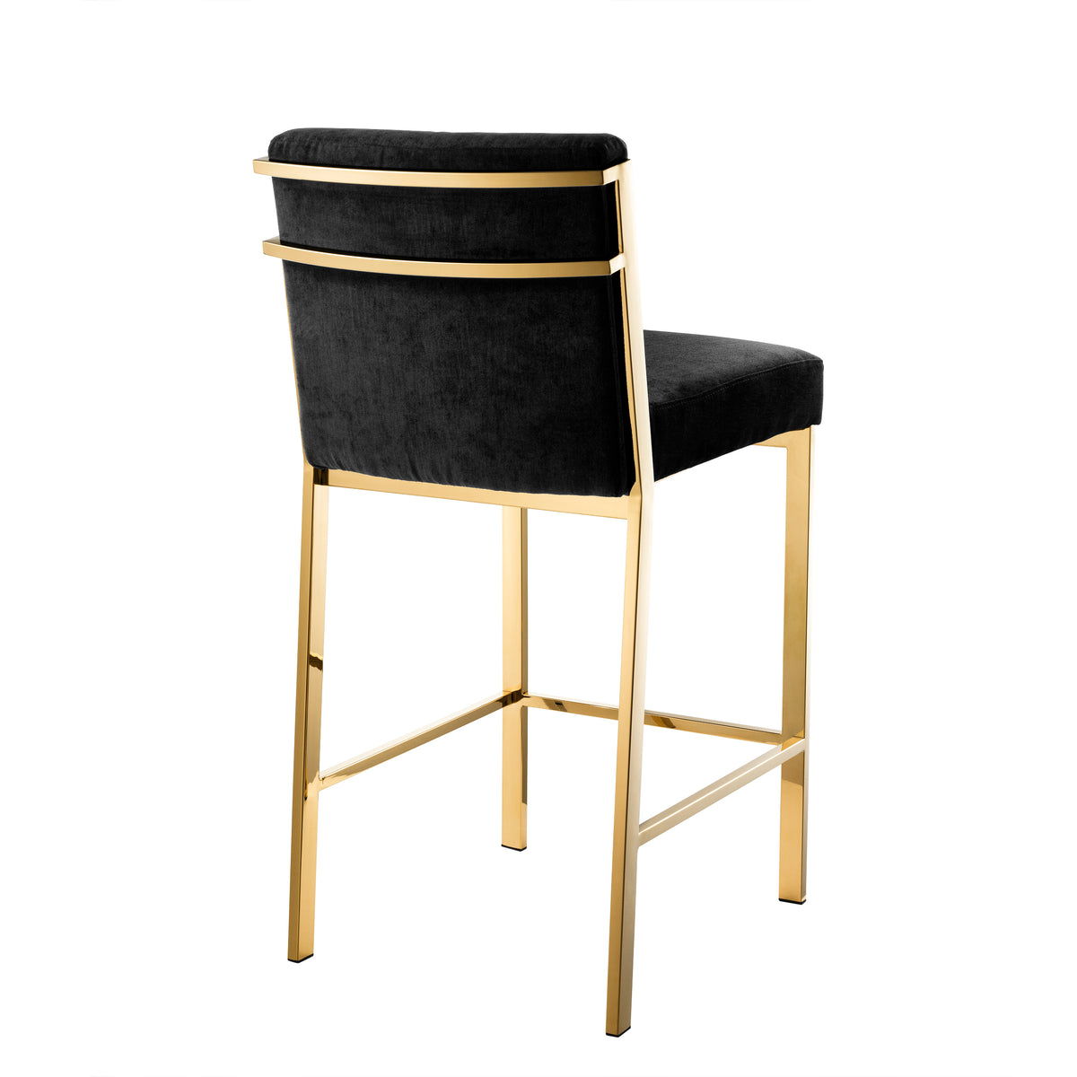 Eichholtz Counter Stool Scott gold finish black velvet Offer a stylish twist to your casual or formal lounge or dining room interior with the luxury Scott