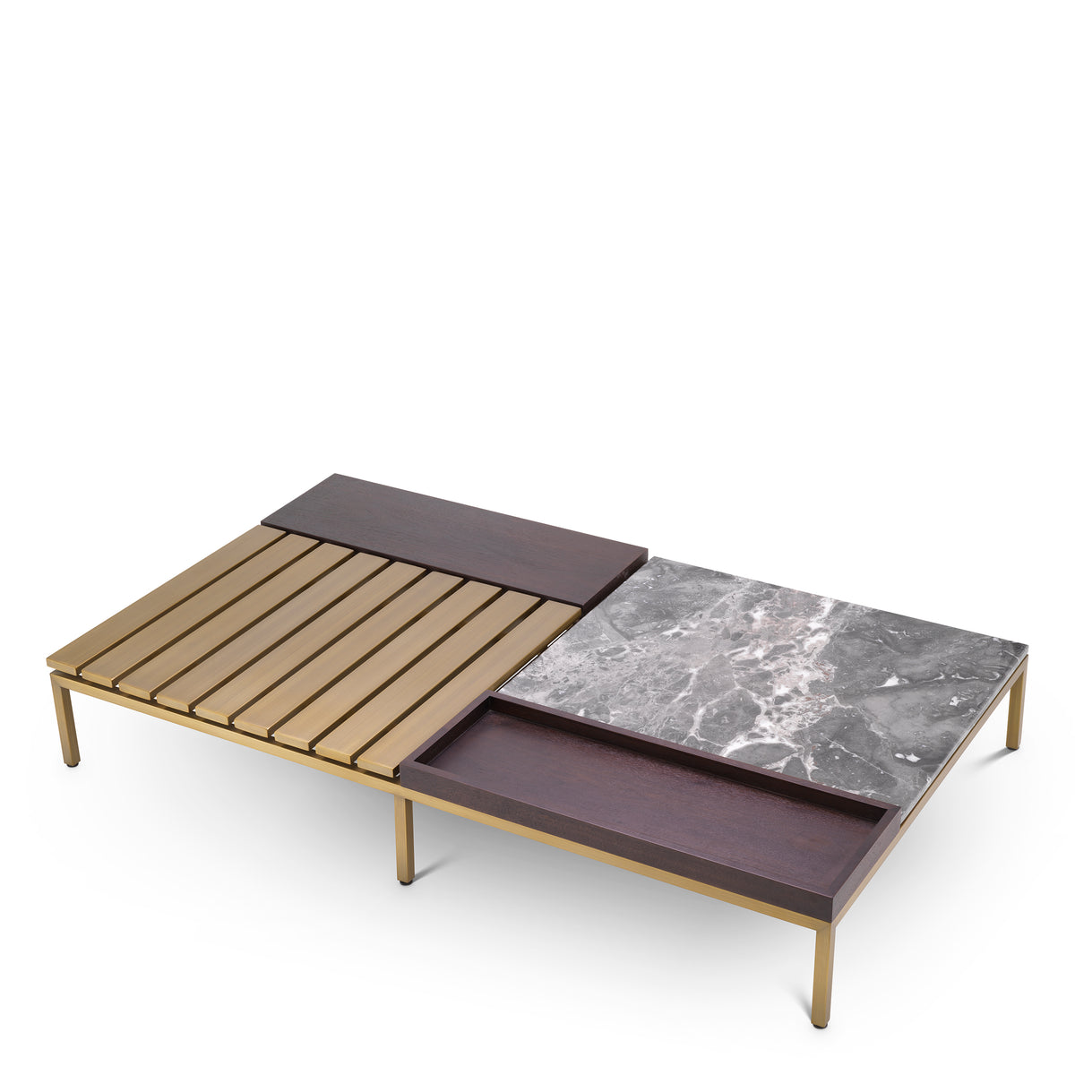Eichholtz Coffee Table Forma brushed brass finish grey marble Coffee Table Forma stands out thanks to a sophisticated mix of materials, patterns and colour
