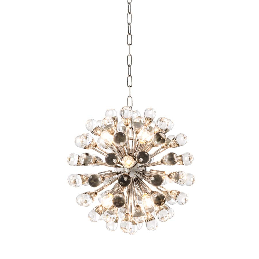 Eichholtz Chandelier Anto S nickel finish Let the sun shine in with the enchanting Anto S Chandelier. Strikingly modern, this beautiful ceilin
