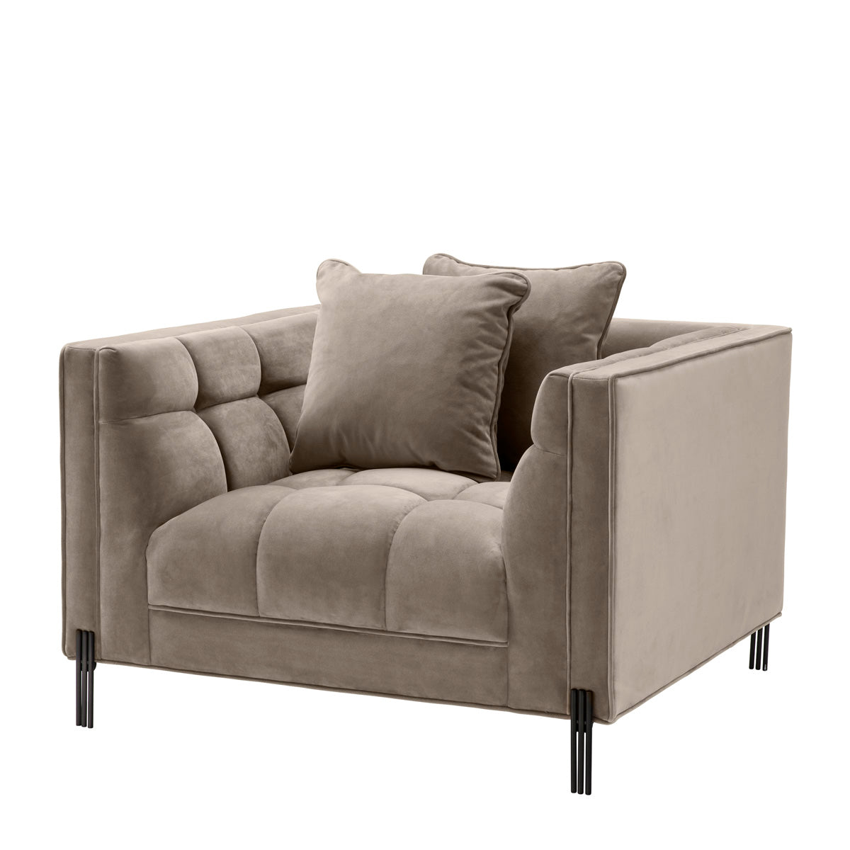 Eichholtz Chair Sienna savona greige velvet The sumptuous Sienna Chair pairs comfort with high-style. Featuring a t-shape, its backrest forms a