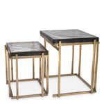 Eichholtz Side Table Niemeyer vintage brass finish set of 2 The Niemeyer Side Table set is a beautiful pair of two tables featuring a vintage brass finish 