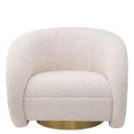 Eichholtz Swivel Chair Cristo bouclé cream Enjoy the soft embrace of the curvy Chair Cristo in our faux fur bouclé cream fabric with a round br