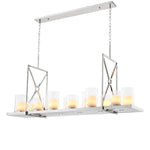 Eichholtz Chandelier Summit polished stainless steel The glossy polished stainless steel frame of the Summit Chandelier comprises two square panels with