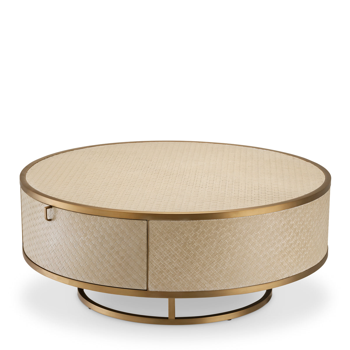 Eichholtz Coffee Table Napa Valley woven washed oak veneer Pairing Bauhaus style with a Mid-Century Modern look, the beautiful drum-shaped Napa Valley Coff