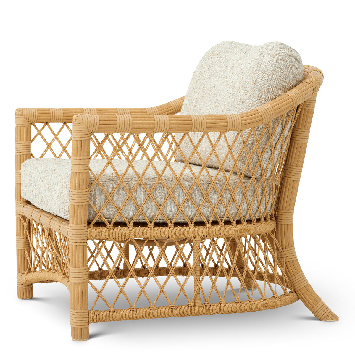 Eichholtz Outdoor Chair Riverton faux rattan arden natural Elevate alfresco lounging with the Outdoor Chair Riverton, woven in natural faux rattan and dressed- 4