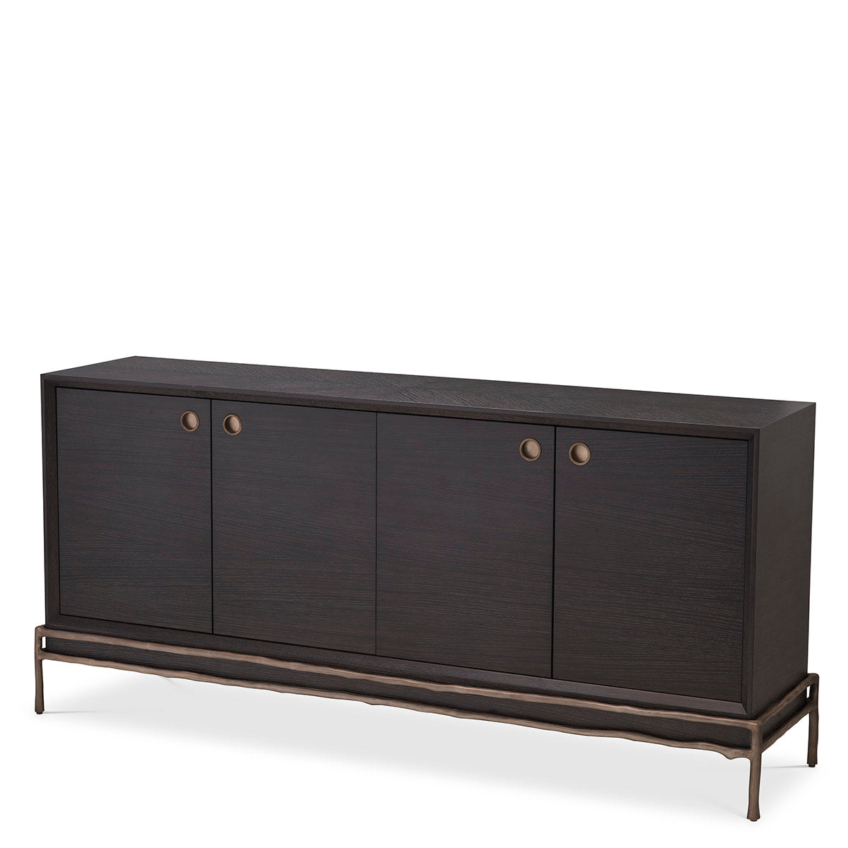 Eichholtz Dresser Premier charcoal grey oak veneer With its charcoal oak veneer casing and medium bronze finish frame and hardware, Dresser Premier is