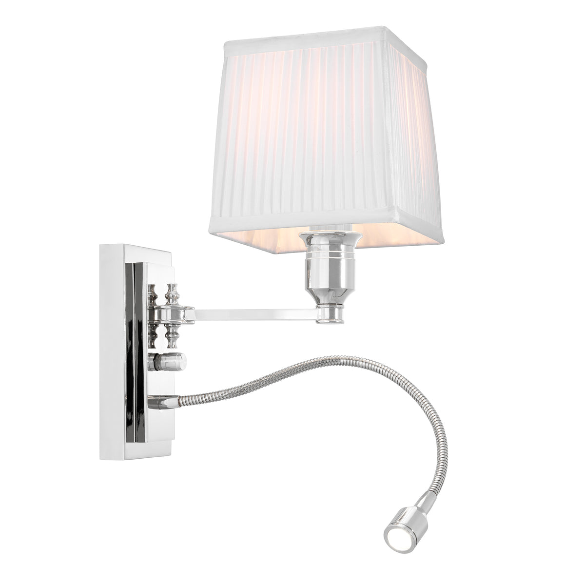 Eichholtz Wall Lamp Ellington nickel finish incl white shade Elevate your interior lighting with the sophisticated Wall Lamp Ellington by Eichholtz. This e