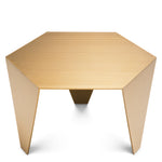 Eichholtz Side Table Metro Chic brushed brass finish With a hexagonal table top and three tapered legs in a brushed brass finish, the Metro Chic Side Tab