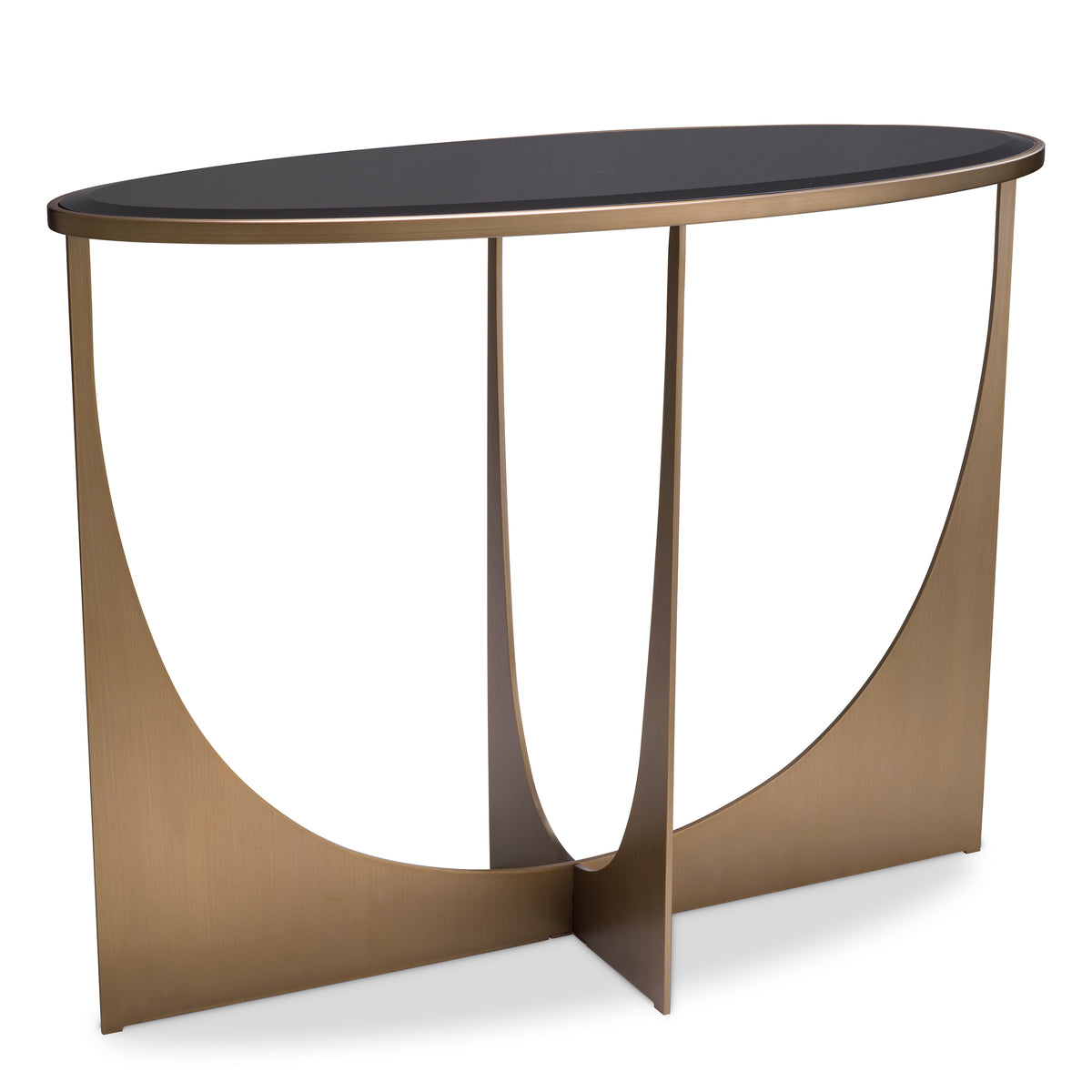 Eichholtz Console Table Elegance brushed brass finish The Elegance Console Table boasts an impressive fusion of curved and geometric shapes to create a st
