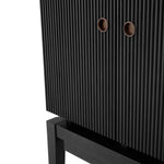 Eichholtz Bar Cabinet Dimitrios charcoal grey oak veneer Ribbed door panels lend geometry to the distinctive Dimitros Bar Cabinet, inspired by the aestheti
