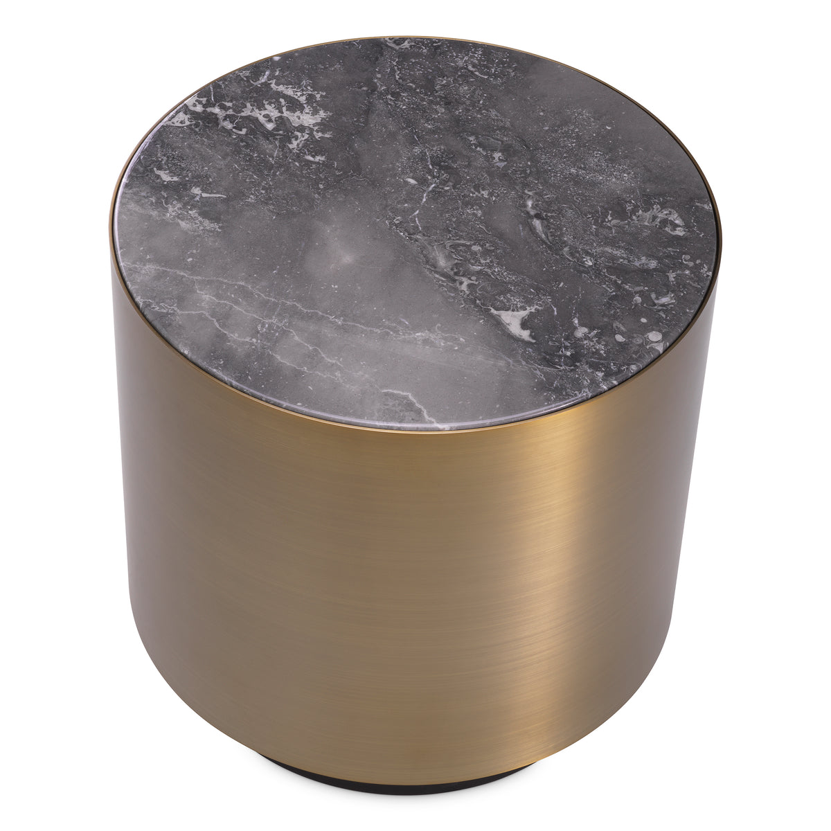 Eichholtz Side Table Porter round brushed brass finish grey marble Designed with elegance in mind, Side Table Porter will elevate the style of your abode. 