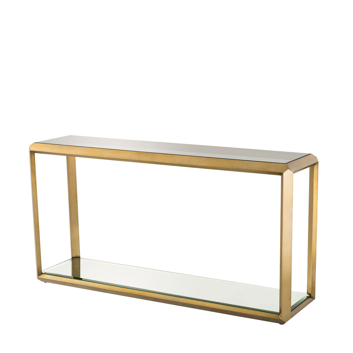 Eichholtz Console Table Callum brushed brass finish Evoke the seductive style of the seventies with the decadent Callum Console Table. Its brushed brass