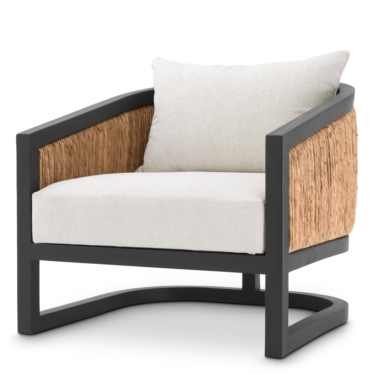 Eichholtz Chair Aruba classic black finish natural sea grass sentier cream The Chair Aruba is the definition of where natural materials meet a modern aesthetic. The classic bl