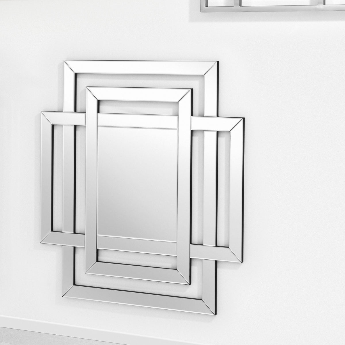 Eichholtz Mirror Mortimer clear mirror glass The distinctive Mortimer Mirror features an interlocking mirrored frame of clear mirror glass. This