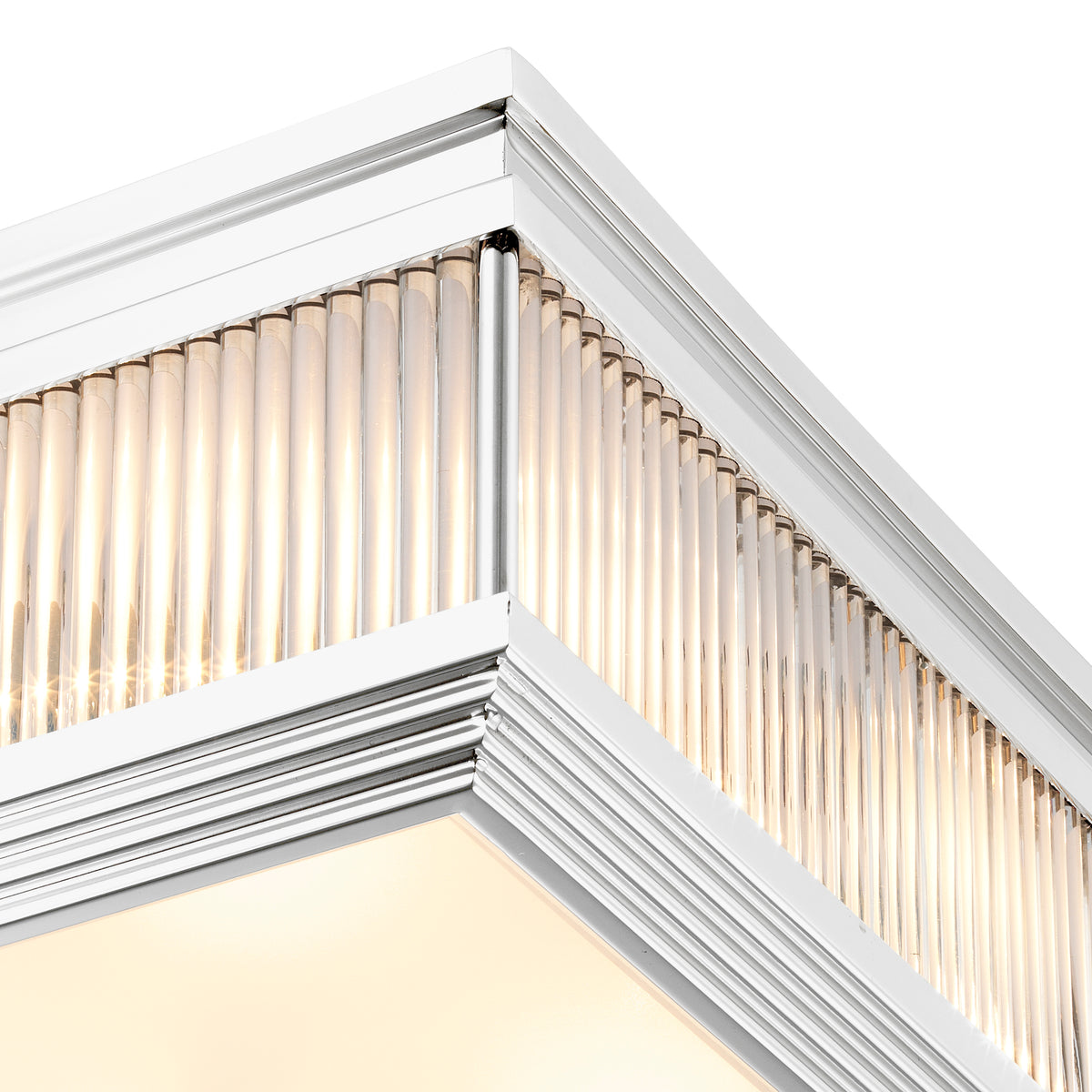 Eichholtz Ceiling Lamp Marly nickel finish Light up your ceiling with the glamorous Marly Ceiling Lamp. Rods of clear glass are set in the side