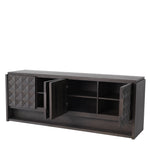 Eichholtz Dresser Jane mocha meranti 4 doors With its beautiful marquetry and antique brass finish handles, the Jane Dresser will give your inter