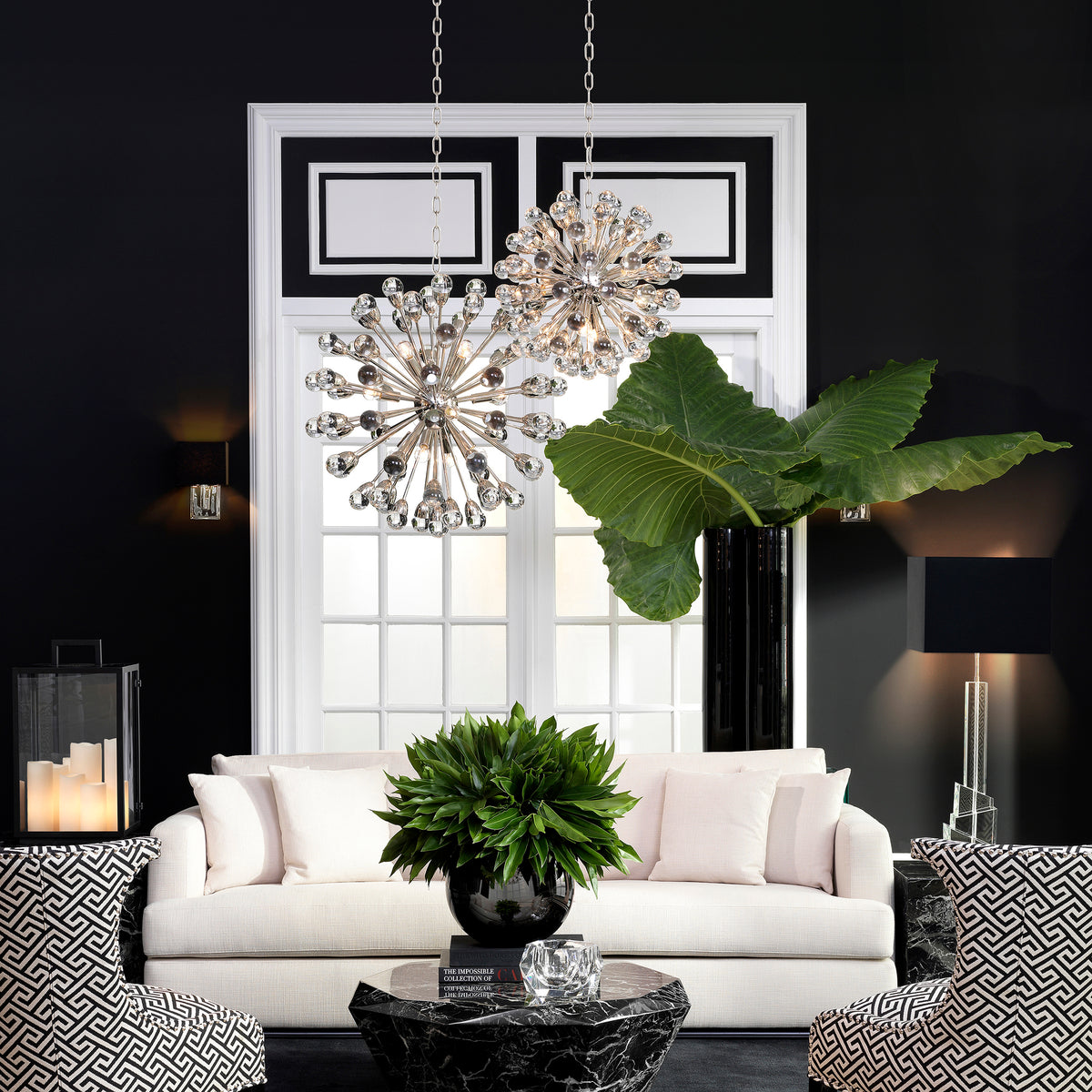 Eichholtz Chandelier Anto S nickel finish Let the sun shine in with the enchanting Anto S Chandelier. Strikingly modern, this beautiful ceilin