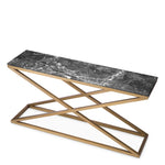 Eichholtz Console Table Criss Cross brushed brass finish grey marble Eichholtz presents the Console Table Criss Cross, a refined fusion of geometric design