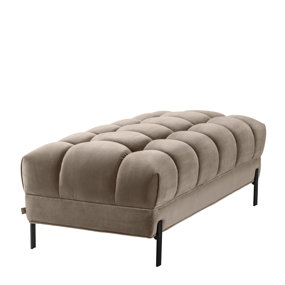 Eichholtz Bench Sienna savona greige velvet The sumptuous Sienna Bench pairs comfort with high-style. This elegant modern long seat comes in a t