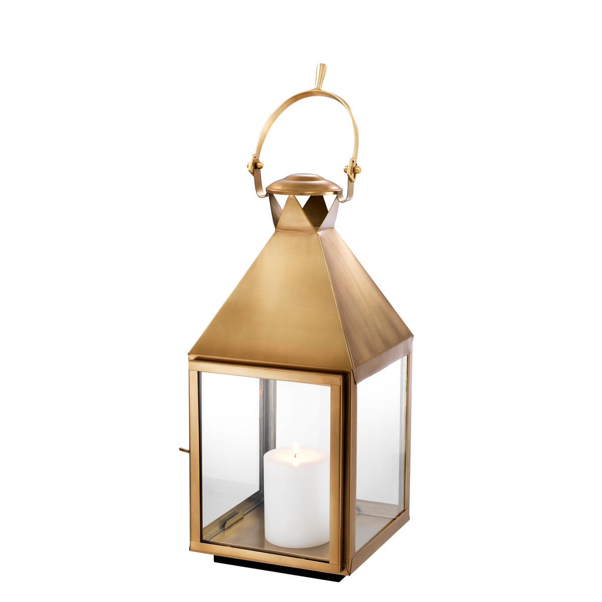 Eichholtz Hurricane Spur S antique brass finish Up the ambiance of your living space with the Spur S Hurricane. With a burning candle inside, this l