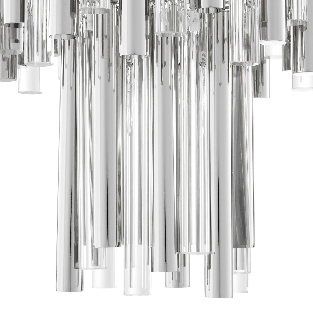 Eichholtz Chandelier Gigi L nickel finish Capture the look of pure luxury with the Gigi L Chandelier. Like a glamorous piece of jewellery, thi