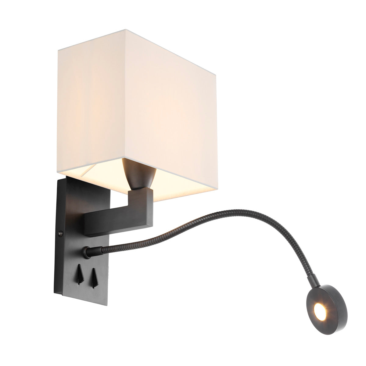 Eichholtz Wall Lamp Reading bronze finish incl shade The modern Reading wall lamp combines a stylish sconce and a flexible LED reading light. Ideal for f