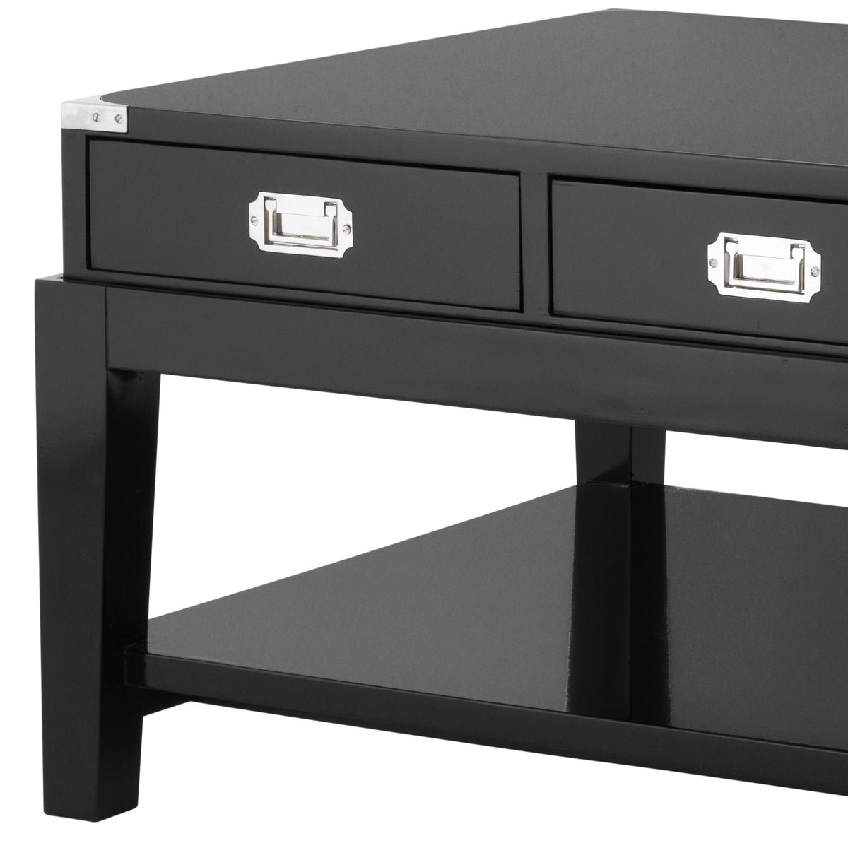 Eichholtz Coffee Table Military waxed black finish The Military Coffee Table is suitable for both classic and contemporary interiors. A simple yet stur