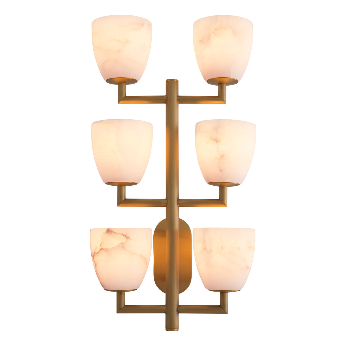 Eichholtz Wall Lamp Valerius alabaster antique brass finish Featuring a clean-lined candelabra style frame and round base in an antique brass finish, Wall 
