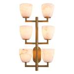 Eichholtz Wall Lamp Valerius alabaster antique brass finish Featuring a clean-lined candelabra style frame and round base in an antique brass finish, Wall 
