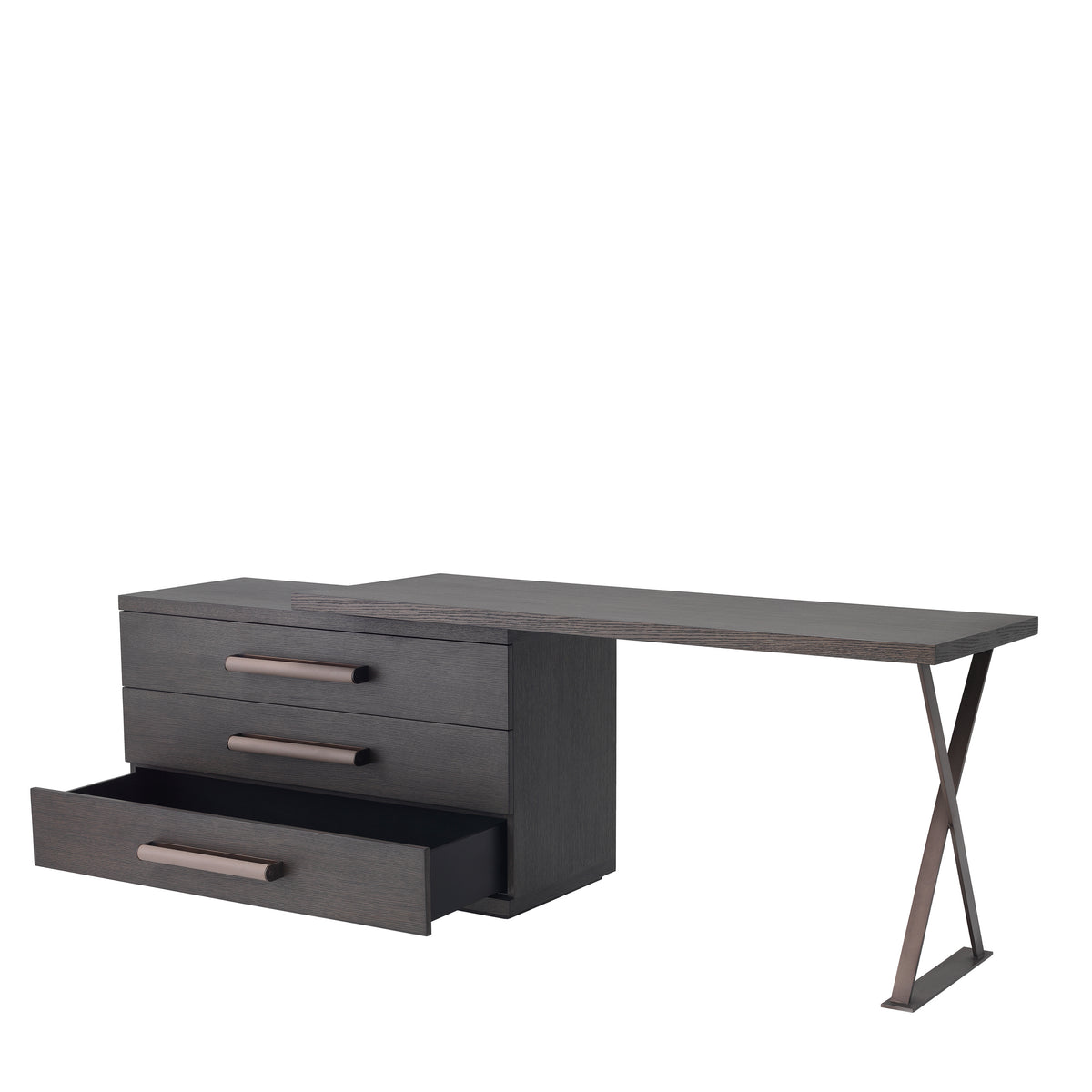 Eichholtz Desk Sanderson mocha straight oak veneer A contemporary design gives the Sanderson Desk its stylish modern aesthetic. The top has a turning m