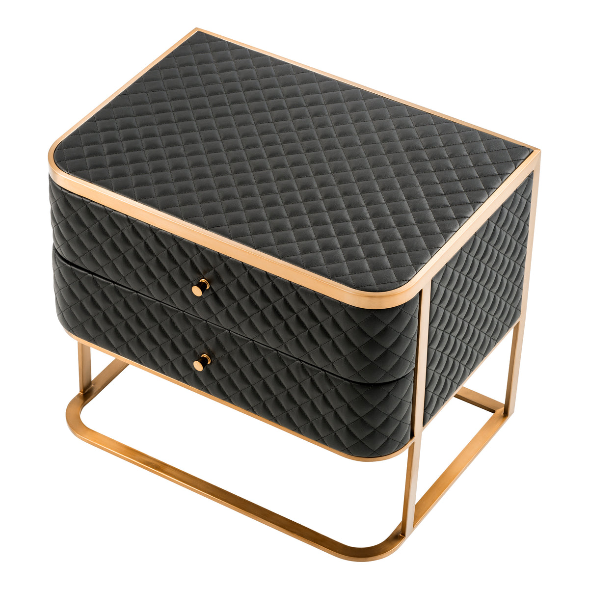 Eichholtz Nightstand Monfort brushed brass finish With its seductive curves and vintage look, the 2-drawer Monfort Nightstand is a must-have in your b
