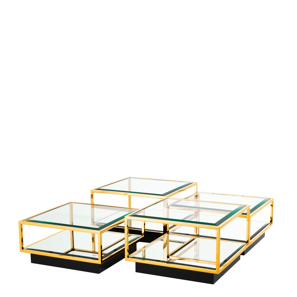 Eichholtz Coffee Table Tortona Set Of 4 — Gold, Bevelled Glass hero image (Image 1)