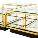 Coffee Table Tortona Set Of 4 by Eichholtz in a styled setting — Gold, Bevelled Glass (Image 4)