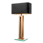 Table Lamp Cadogan Antique brass finish | clear glass base, Including grey velvet shade Lighting 113048 2