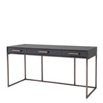 Eichholtz Desk Larsen — Charcoal Grey Oak Veneer, Medium Bronze, Grey Leather Look hero image (Image 1)