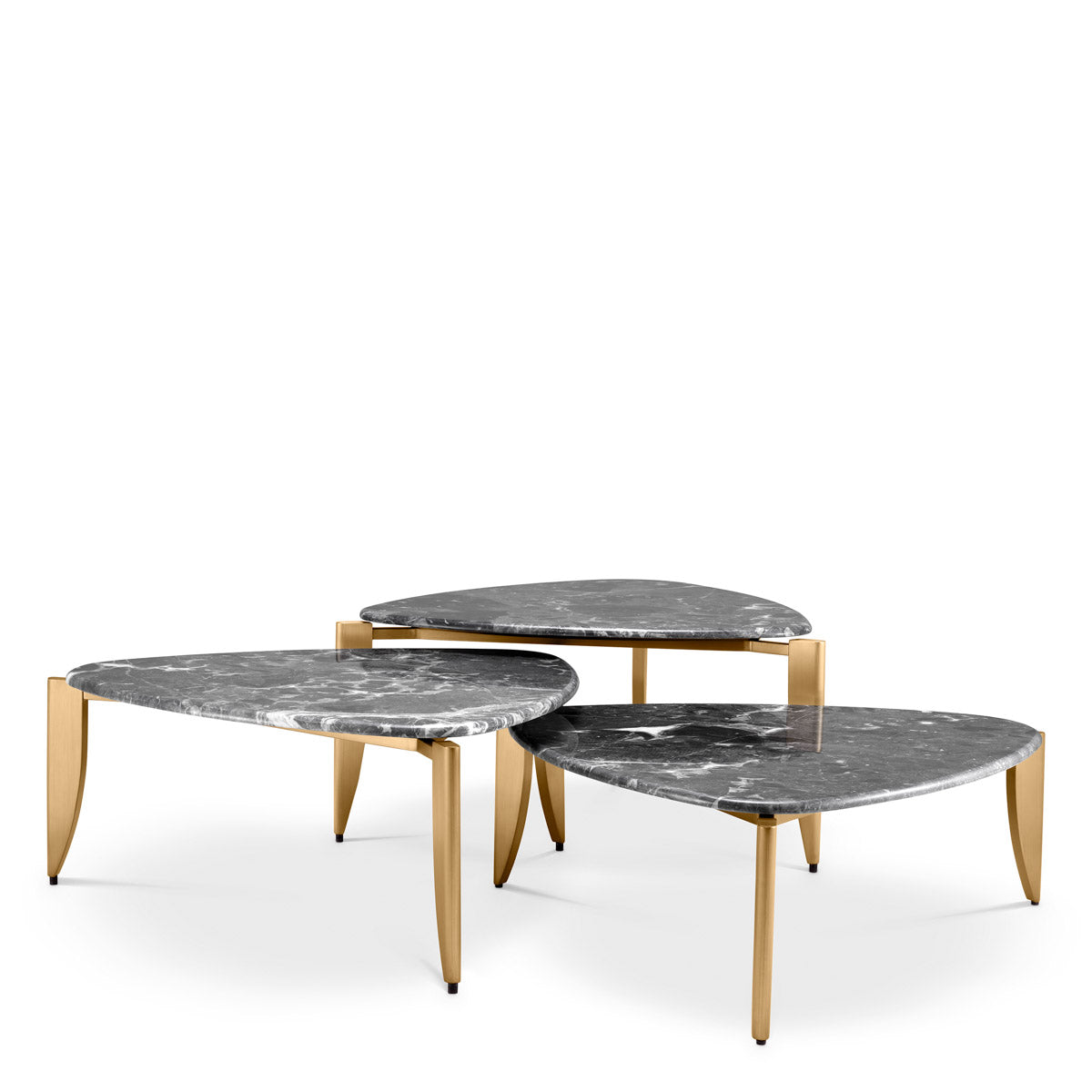 Eichholtz Coffee Table Regioni set of 3 — Brushed Brass, Grey Marble hero image (Image 1)