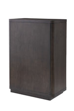 Drawer Dresser Modesto Tall by Eichholtz in a styled setting — Mocha Oak Veneer, Brushed Brass (Image 4)