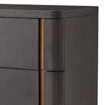 Alternate perspective of Drawer Dresser Modesto Tall — Mocha Oak Veneer, Brushed Brass finish (Image 6)