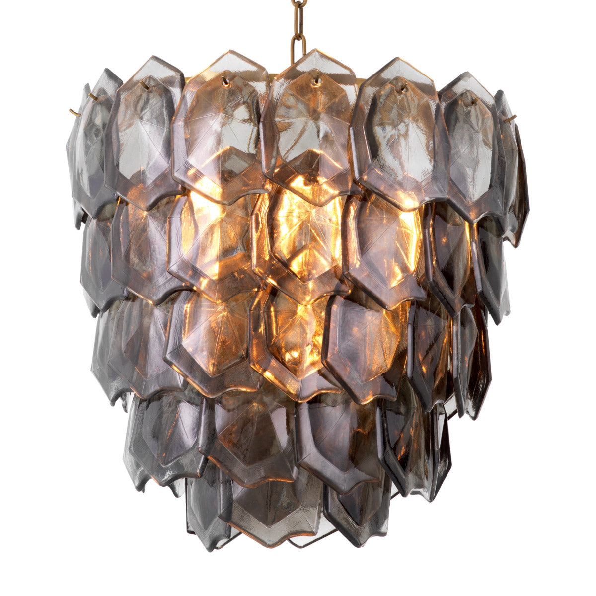Chandelier Elias Vintage brass finish | handmade smoke glass Lighting 118357UL 2