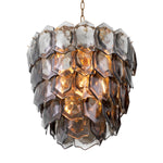 Chandelier Elias Vintage brass finish | handmade smoke glass Lighting 118357UL 3